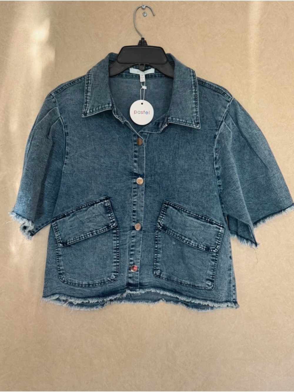 Pastels Blue Denim Top with Branded Logo Tag